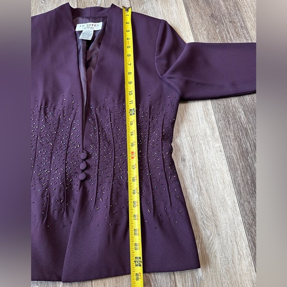 🛍️J. R. Nites by caliendo dark purple jacket with sparkly beaded size Tall 6 - Picture 6 of 10